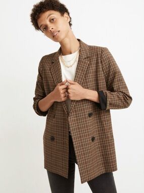 Madewell Caldwell Double-Breasted Blazer in Mandell Plaid